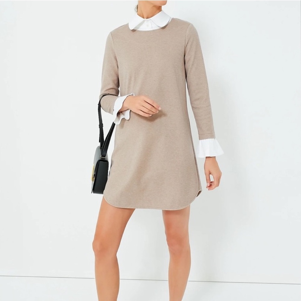 Tuckernuck Tan Long Sleeve Dress with White Accents